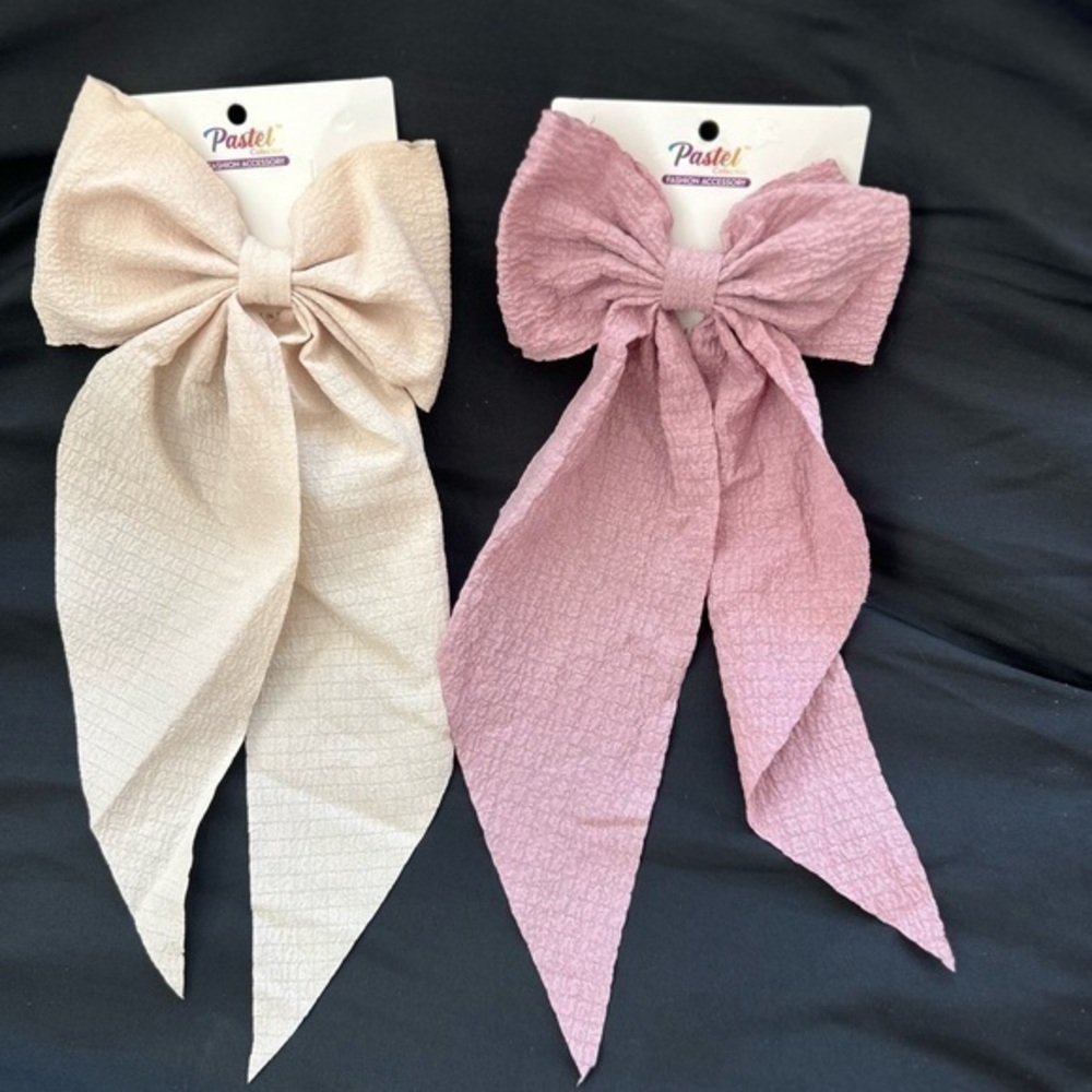 Pastel Hair Bows in Cream and Pink